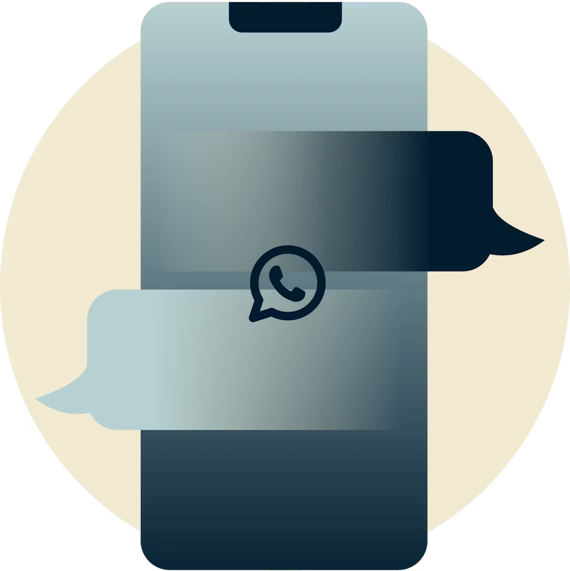 WhatsApp ikon over chat bobler p&aring; en telefon.