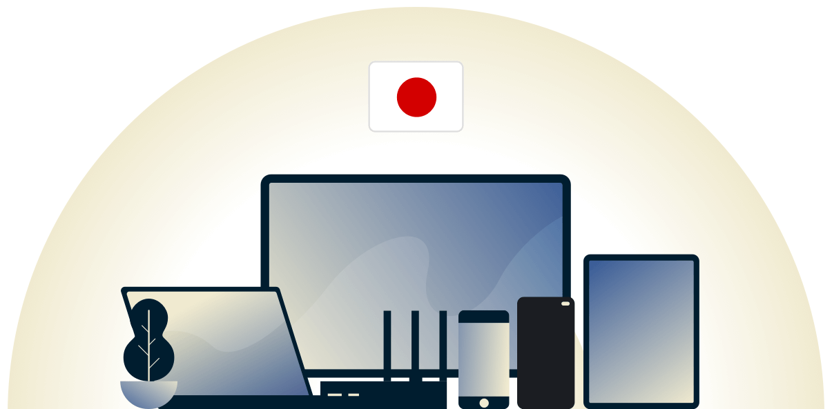 Japan VPN beskytter en r&aelig;kke forskellige enheder.